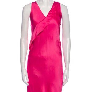 Helmut Lang Silk Pink V-Neck Dress